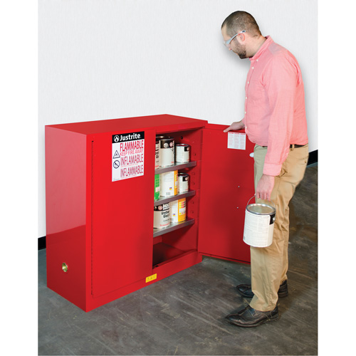 Armoire de s&eacute;curit&eacute; pour la peinture et les encres combustibles EX Sure-Grip, 40 gal., 3 tablettes Distribution Industrielle GC