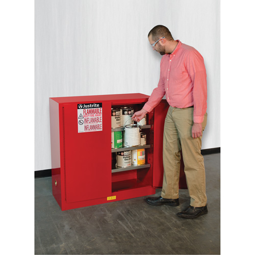Armoire de s&eacute;curit&eacute; pour la peinture et les encres combustibles EX Sure-Grip, 40 gal., 3 tablettes Distribution Industrielle GC