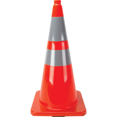C&ocirc;nes en retrait, 28", Orange, Bande(s) r&eacute;fl&eacute;chissante(s) 4" & 6" Distribution Industrielle GC