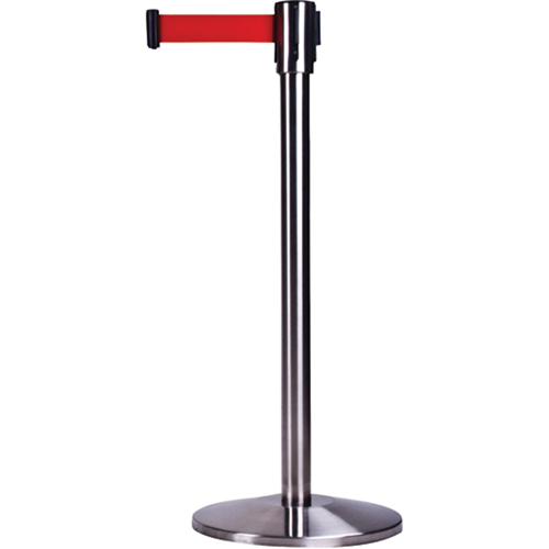 Free-Standing Crowd Control Barrier, Steel, 35" H, Red Tape, 7' Tape Length Distribution Industrielle GC