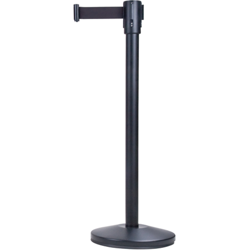 Free-Standing Crowd Control Barrier, Steel, 35" H, Black Tape, 7' Tape Length Distribution Industrielle GC
