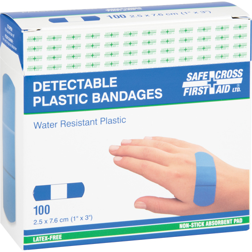 Bandages, Rectangulaire/carr&eacute;e, 3", Plastique d&eacute;tectable, St&eacute;rile Distribution Industrielle GC