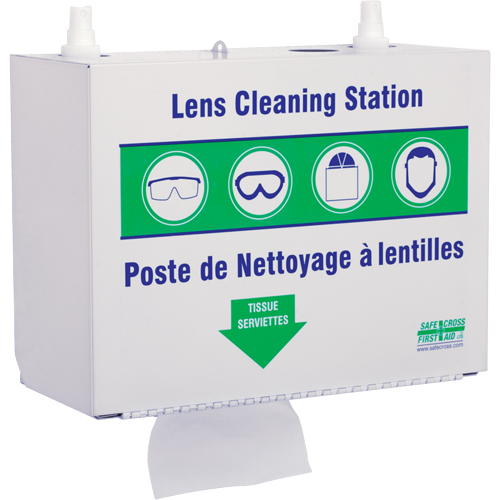 Metal Lens Cleaning Stations - Two 500ml Solutions & 1 Box of Tissue, Metal, 10.5" L x 5.5" D x 6.3" H Distribution Industrielle GC