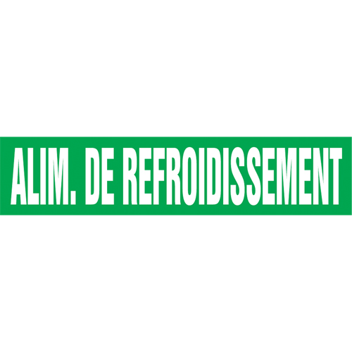 Marqueur de tuyau "Alim. de Refroidissement", Autocollant, 4" h x 24" la, Blanc/vert Distribution Industrielle GC