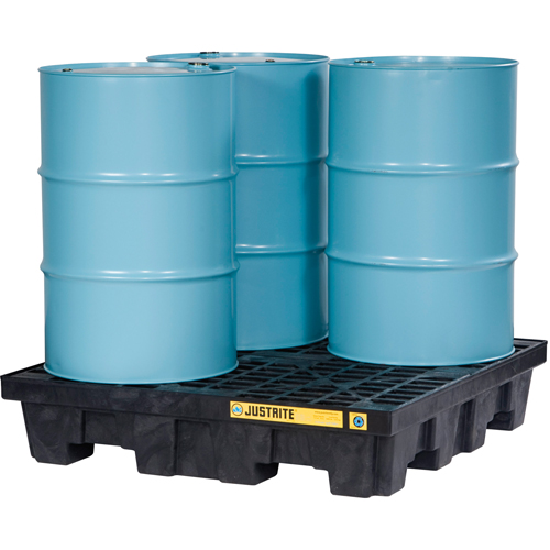 EcoPolyBlend Spill Control Pallets - With Drain, 73 US gal. Spill Capacity, 49" x 49" x 10.3" Distribution Industrielle GC