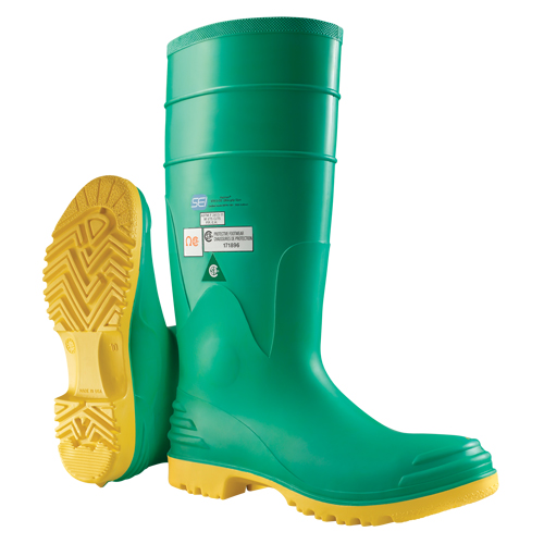 Bottes aux genoux Hazmax 16", PVC, Embout Acier, Pointure 6, Semelle R&eacute;sistant aux perforations Distribution Industrielle GC