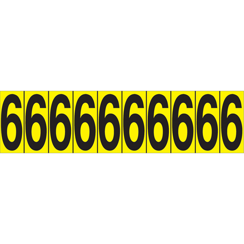 Individual Adhesive Number Markers, 6, 1-15/16" H, Black on Yellow Distribution Industrielle GC