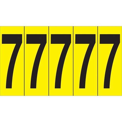 Rep&egrave;res adh&eacute;sifs &agrave; chiffres individuels, 7, 3-7/8" h, Noir sur jaune Distribution Industrielle GC