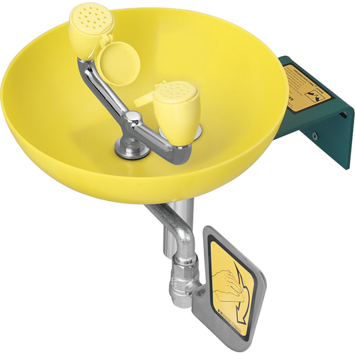 Poste de douche oculaire/faciale, Installation Montage mural, Bol Plastique Distribution Industrielle GC