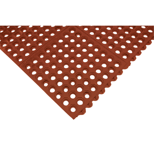 Tapis modulaire antifatigue, Nid d'abeilles, 3' x 3' x 1/2", Brun, Nitrile/Caoutchouc Distribution Industrielle GC