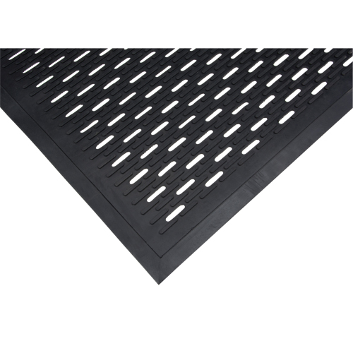 Tapis &agrave; profil bas, Caoutchouc, Grattoir Type, Motif &agrave; fentes, 3' x 5', Noir Distribution Industrielle GC