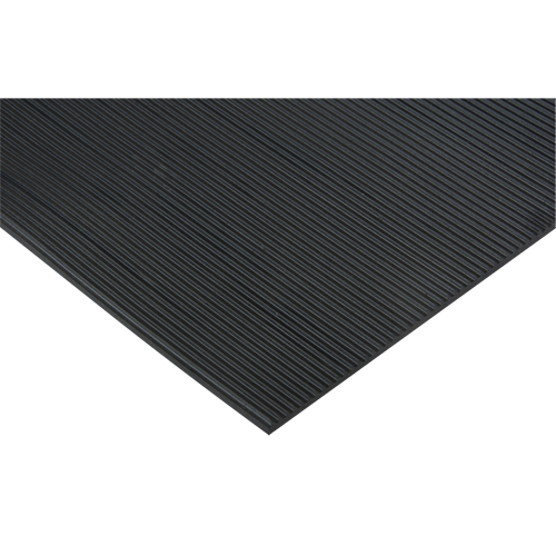 Tapis &agrave; nervures fines, Essuie-pieds, 2' x 75' x 1/8", Noir Distribution Industrielle GC