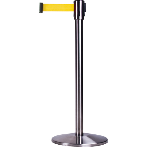 Barri&egrave;res sur pieds pour le contr&ocirc;le des foules, Acier, 35" h, Ruban Jaune, Longueur du ruban 12' Distribution Industrielle GC