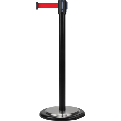 Free-Standing Crowd Control Barrier, Steel, 35" H, Red Tape, 12' Tape Length Distribution Industrielle GC