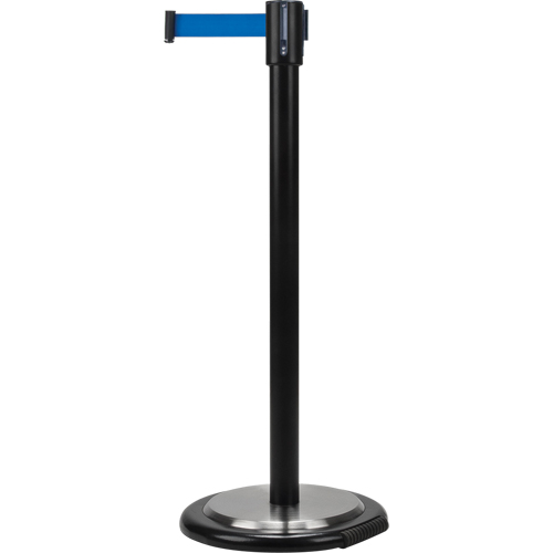 Free-Standing Crowd Control Barrier, Steel, 35" H, Blue Tape, 7' Tape Length Distribution Industrielle GC