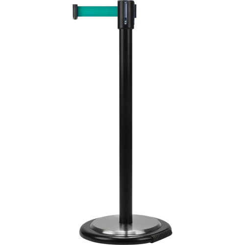Free-Standing Crowd Control Barrier, Steel, 35" H, Green Tape, 7' Tape Length Distribution Industrielle GC