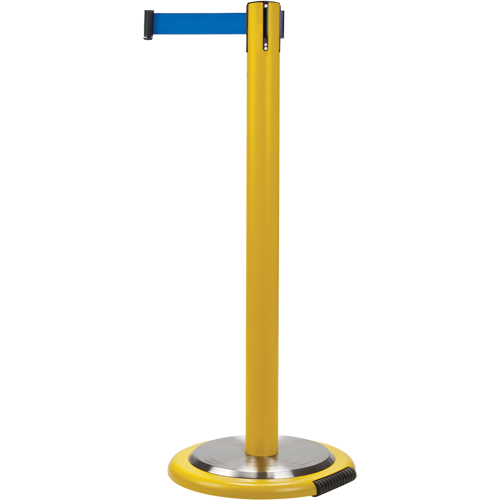 Free-Standing Crowd Control Barrier, Steel, 35" H, Blue Tape, 7' Tape Length Distribution Industrielle GC