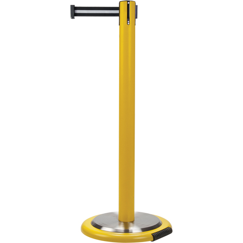 Barri&egrave;res sur pieds pour le contr&ocirc;le des foules, Acier, 35" h, Ruban Noir/Blanc, Longueur du ruban 7' Distribution Industrielle GC