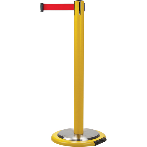 Barri&egrave;re sur pied pour le contr&ocirc;le des foules, Acier, 35" h, Ruban Rouge, Longueur du ruban 7' Distribution Industrielle GC