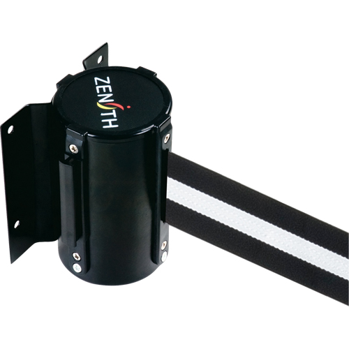 Barri&egrave;re &agrave; fixation murale, Acier, Fixation par vis, 7', Ruban Noir/Blanc Distribution Industrielle GC