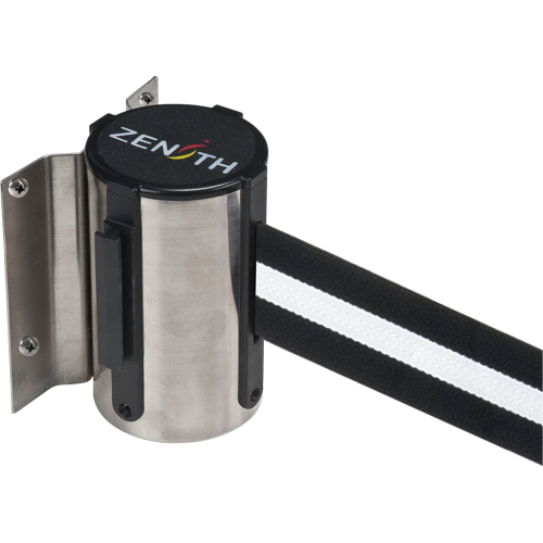 Barri&egrave;re &agrave; fixation murale, Acier, Fixation par vis, 7', Ruban Noir/Blanc Distribution Industrielle GC