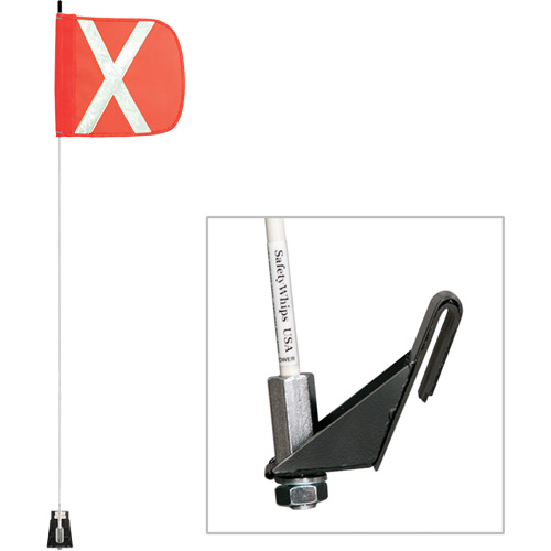 Tiges de s&eacute;curit&eacute; pour travaux l&eacute;gers Safety Whip, Fixation Fen&ecirc;tre, Hauteur 5', Orange Distribution Industrielle GC