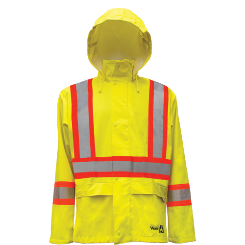 Vestes de s&eacute;curit&eacute; imperm&eacute;ables ignifuges haute visibilit&eacute; en polyur&eacute;thane, 2T-Grand, Jaune lime haute visibilit&eacute; Distribution Industrielle GC
