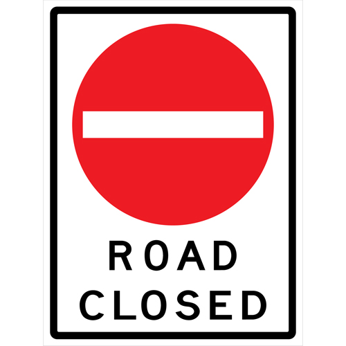 Enseigne enroulable de circulation  Road Closed , 36" x 48", Vinyle, Anglais avec pictogramme Distribution Industrielle GC