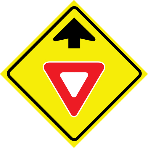 Enseigne enroulable de circulation  Yield Ahead , 36" x 36", Vinyle, Pictogramme Distribution Industrielle GC