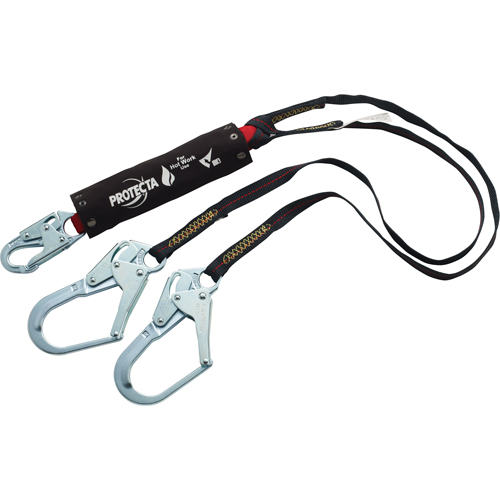 Pro Pack Hot Work Shock-Absorbing Lanyard, 4', Rebar Hook Center, Snap Hook Leg Ends, Kevlar&reg; Distribution Industrielle GC