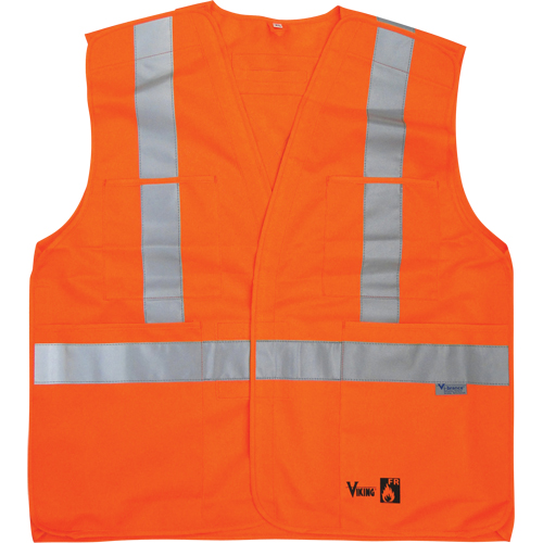 Fire Retardant Safety Vest, High Visibility Orange, Medium/Small, Polyester Distribution Industrielle GC
