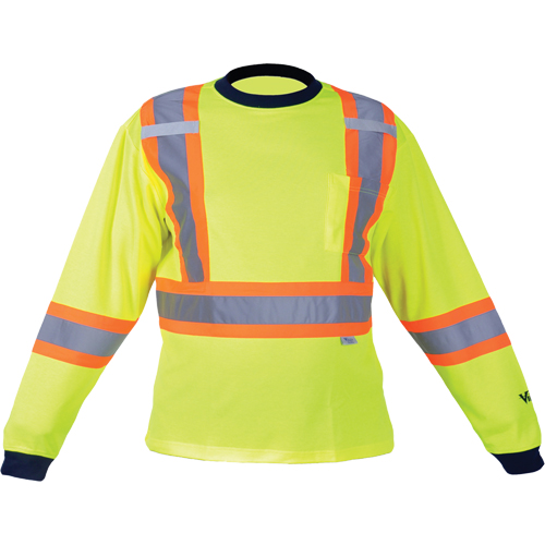 Chemise de s&eacute;curit&eacute; &agrave; manches longues, Polyester, Moyen, Jaune lime haute visibilit&eacute; Distribution Industrielle GC