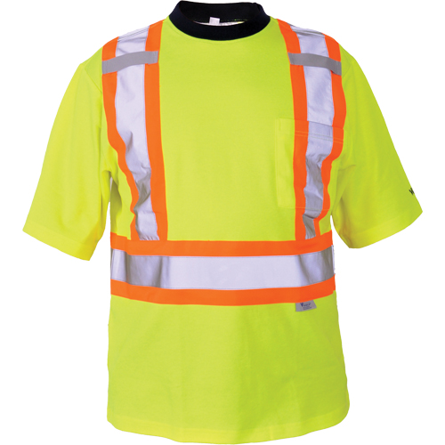 Safety T-Shirt, Polyester, Medium, High Visibility Lime-Yellow Distribution Industrielle GC