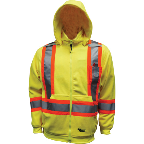 Chandail &agrave; capuchon de s&eacute;curit&eacute; en molleton, Polyester, Petit, Jaune lime haute visibilit&eacute; Distribution Industrielle GC