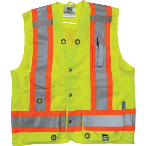 Surveyor Safety Vest, High Visibility Lime-Yellow, Small, Polyester Distribution Industrielle GC