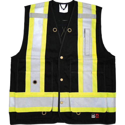 Fire Retardant Surveyor Safety Vest, Black, Small, Cotton Distribution Industrielle GC