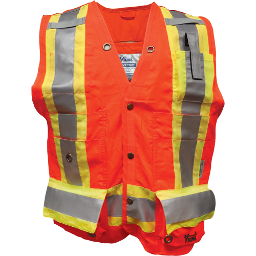 Surveyor FR Safety Vest, High Visibility Orange, Small, Polyester Distribution Industrielle GC