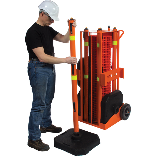 Portable Safety Zone, 100' L, Steel, Orange Distribution Industrielle GC