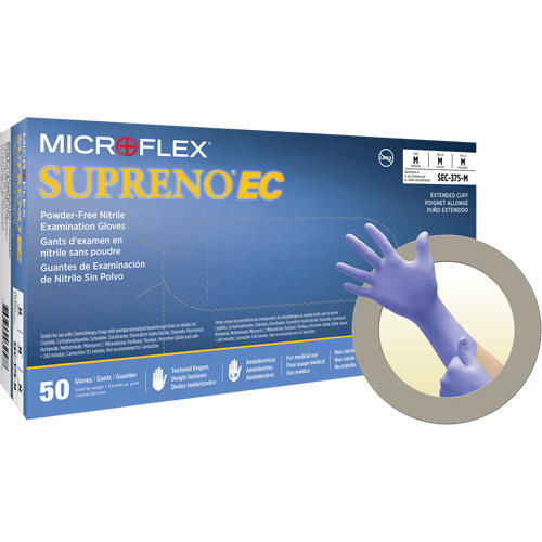 Gants Supreno EC, Petit, Nitrile, 5,5-mil, Sans poudre, Mauve, Classe 2 Distribution Industrielle GC