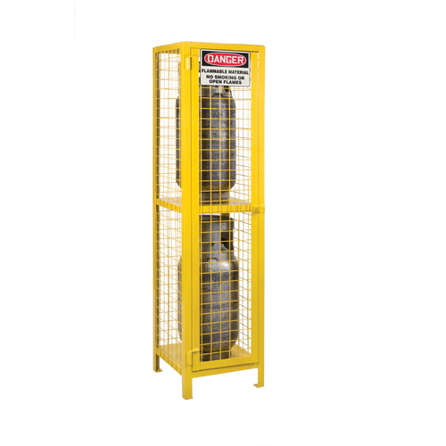 Gas Cylinder Cabinets, 2 Cylinder Capacity, 17" W x 17" D x 69" H, Yellow Distribution Industrielle GC