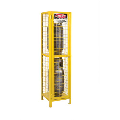 Gas Cylinder Cabinets, 2 Cylinder Capacity, 17" W x 17" D x 69" H, Yellow Distribution Industrielle GC