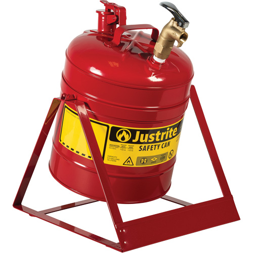 Bidon avec robinet s&eacute;curitaires pour laboratoires, Type I, Acier, 5 gal. US, Rouge, Homologu&eacute; FM Distribution Industrielle GC