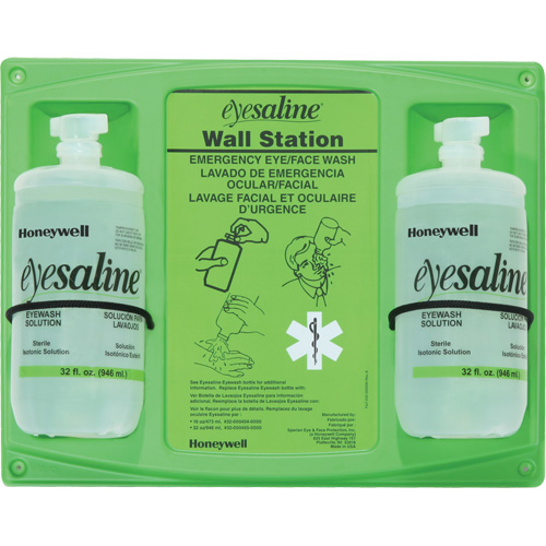 Support mural pour solution saline de douche oculaire, Double Distribution Industrielle GC