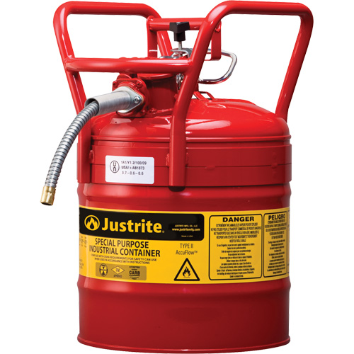 D.O.T. AccuFlow Safety Cans, Type II, Steel, 5 US gal., Red, FM Approved Distribution Industrielle GC