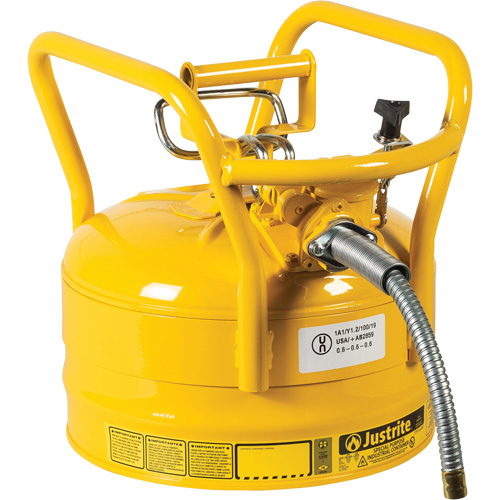 D.O.T. AccuFlow Safety Cans, Type II, Steel, 2.5 US gal., Yellow, FM Approved Distribution Industrielle GC