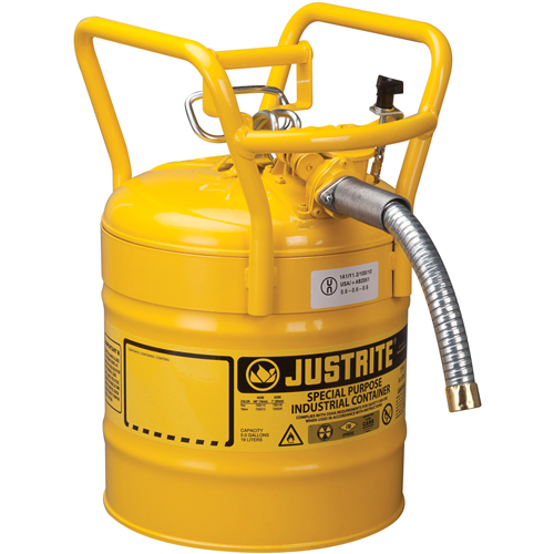 Bidons s&eacute;curitaires D.O.T. de AccuFlow, Type II, Acier, 5 gal. US, Jaune, Homologu&eacute; FM Distribution Industrielle GC