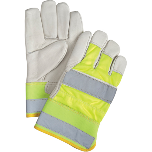 Gants d'ajusteur haute visibilit&eacute; de premi&egrave;re qualit&eacute;, Grand, Paume en Cuir fleur de vache Distribution Industrielle GC