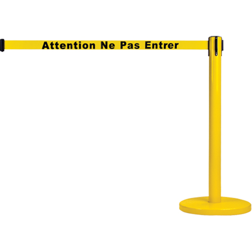 Free-Standing Crowd Control Barrier, Steel, 35" H, Yellow Tape, 7' Tape Length Distribution Industrielle GC