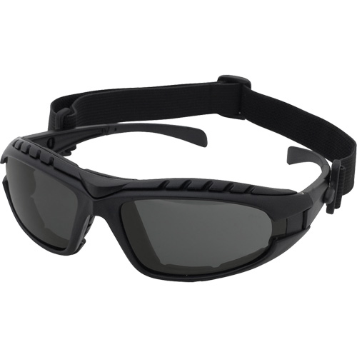 Lunettes de s&eacute;curit&eacute; &agrave; monture noire Dustdevil, Lentille Gris, Antibu&eacute;e/Anti-&eacute;gratignures, ANSI Z87+/R&eacute;pond ou surpasse la norme CSA Z94.3 Distribution Industrielle GC