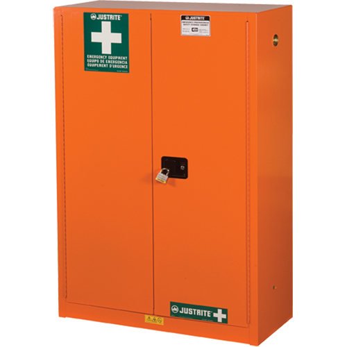 Emergency Preparedness Storage Cabinets, Steel, 4 Shelves, 65" H x 43" W x 18" D, Orange Distribution Industrielle GC